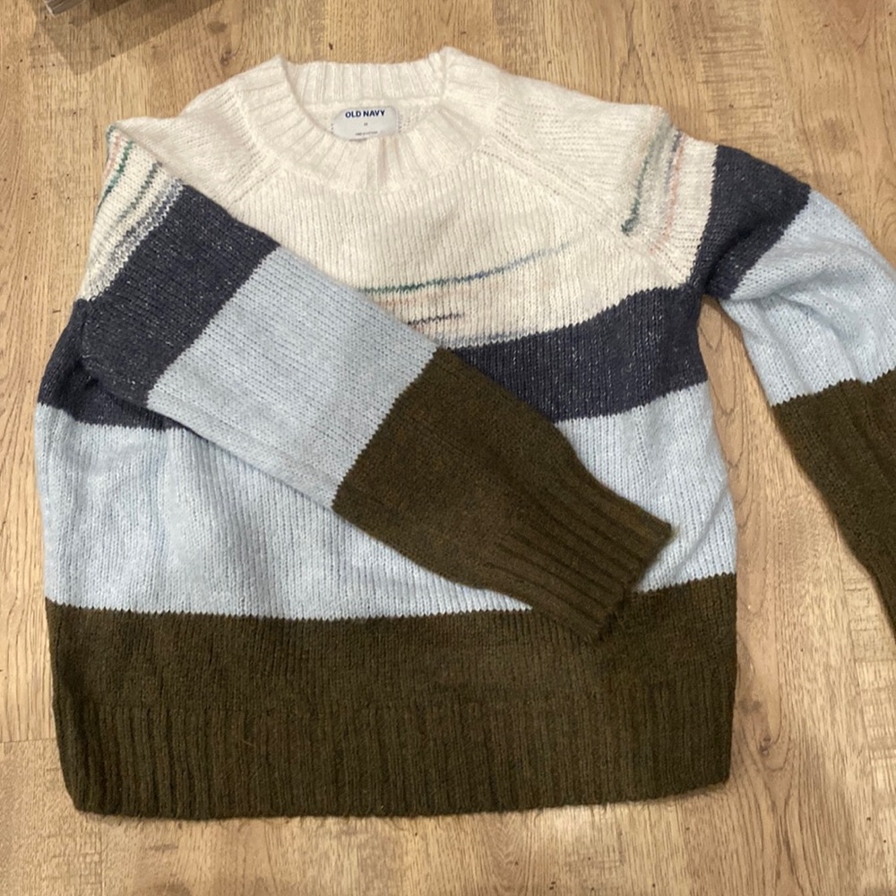 Old navy knit sweater striped size medium mock neck